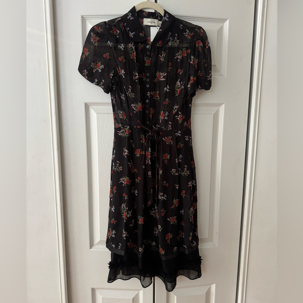 Coach Black Floral Midi Dress - Picture 2 of 12